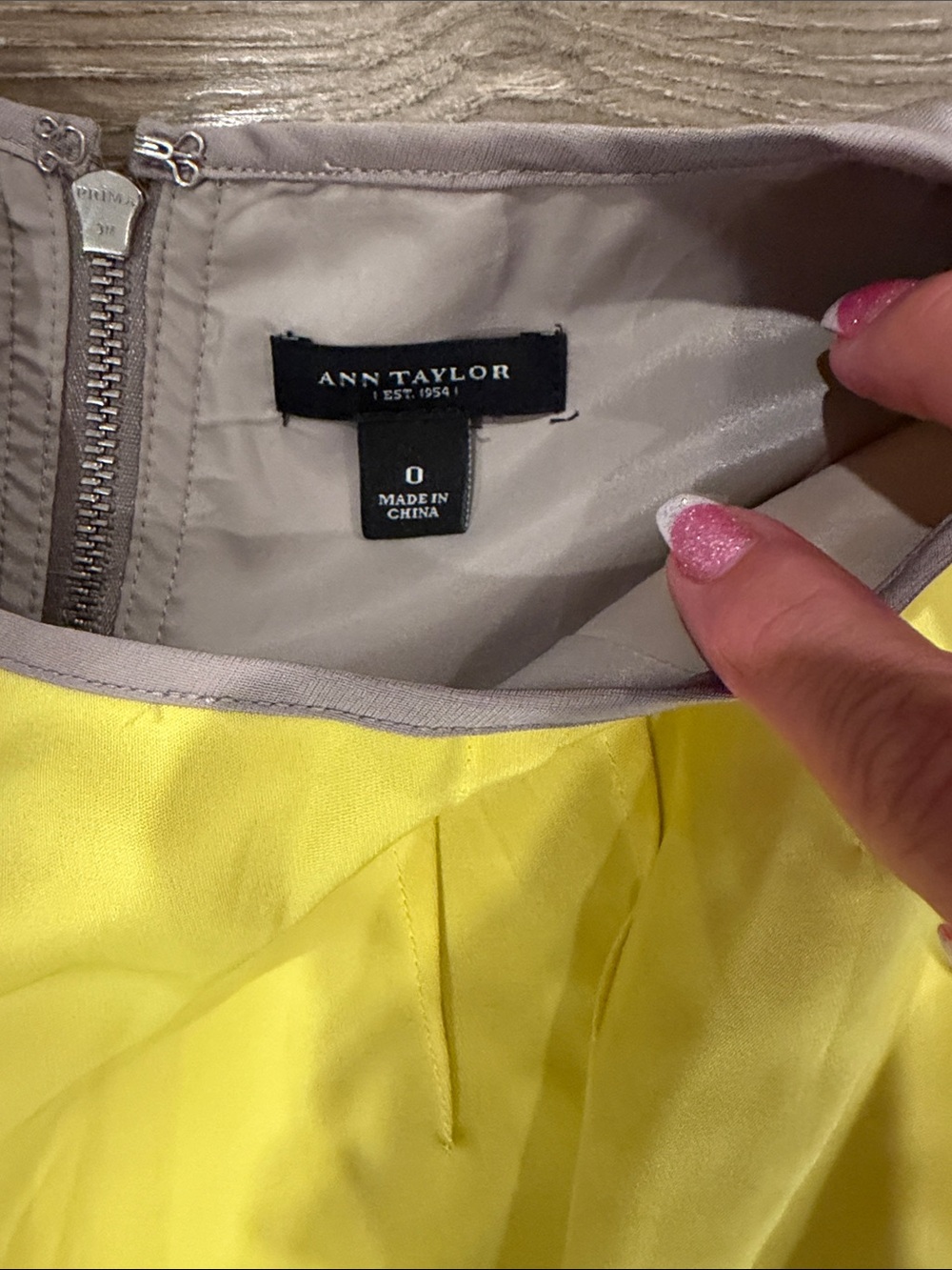 Ann Taylor Yellow Sheath Dress with Gray Trim - Picture 2 of 2